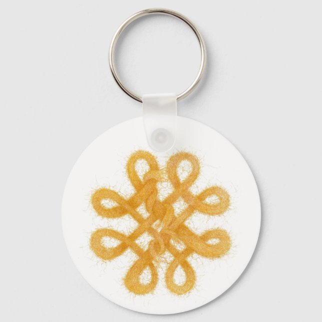 GOLD CELTIC KNOT Round Aluminium Keychain (Front)