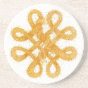 GOLD CELTIC KNOT Round Sandstone Coaster