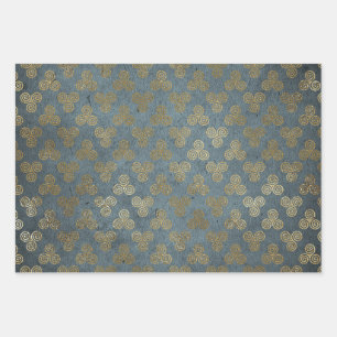 Gold Celtic Knot Spiral Wrapping Paper Sheet