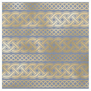 Gold Celtic Knots on Blue Fabric