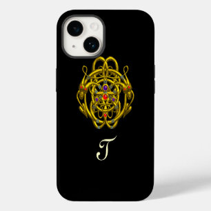GOLD CELTIC KNOTS WITH TWIN DRAGONS Black iPhone 14 Case