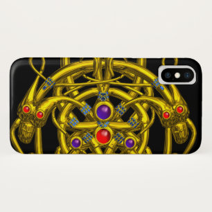 GOLD CELTIC KNOTS WITH TWIN DRAGONS iPhone X CASE