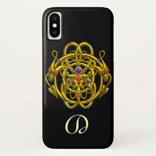 GOLD CELTIC KNOTS WITH TWIN DRAGONS Case-Mate iPhone CASE (Back)