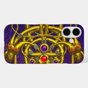 GOLD CELTIC KNOTS WITH TWIN DRAGONS iPhone 16 CASE