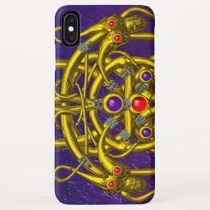 GOLD CELTIC KNOTS WITH TWIN DRAGONS IN PURPLE iPhone XS MAX CASE