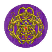 GOLD CELTIC KNOTS WITH TWIN DRAGONS IN PURPLE CUTT