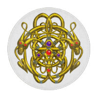 GOLD CELTIC KNOTS WITH TWIN DRAGONS IN WHITE CUTTI
