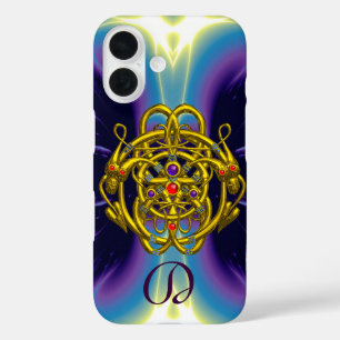 GOLD CELTIC KNOTS WITH TWIN DRAGONS MONOGRAM iPhone 16 CASE