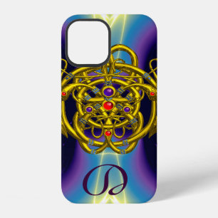 GOLD CELTIC KNOTS WITH TWIN DRAGONS MONOGRAM iPhone 12 CASE