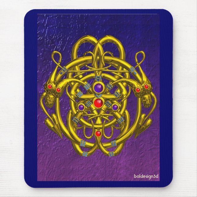 GOLD CELTIC KNOTS WITH TWIN DRAGONS MOUSE PAD (Front)