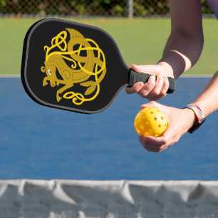 Gold Celtic Seahorse Pickleball Paddle