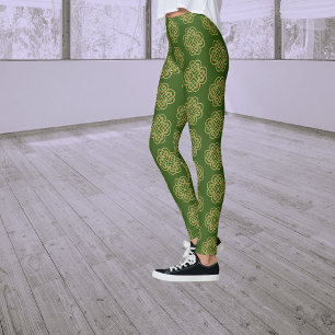 Gold Celtic Shamrock Pattern  Leggings