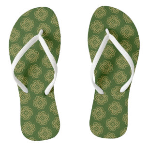 Gold Celtic Shamrock Pattern   Thongs