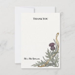 Gold Celtic Thistle Wedding Thank You Card