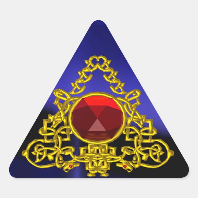 GOLD CELTIC TRIANGLE WITH RED RUBY STICKER (Front)