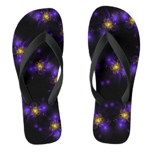 Gold Centred Purple Fractal Flower Thongs