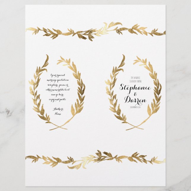 Gold Ceremony Program Olive Laurel Leaf Wreath (Front)