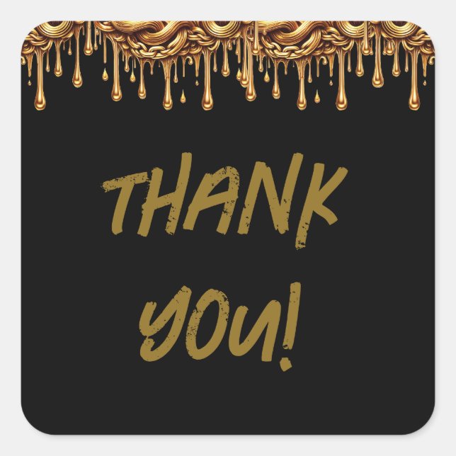 Gold Chain Drip Drippy Birthday Party Square Sticker (Front)