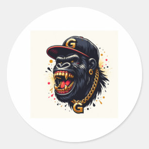 Gold Chain Gorilla  Classic Round Sticker
