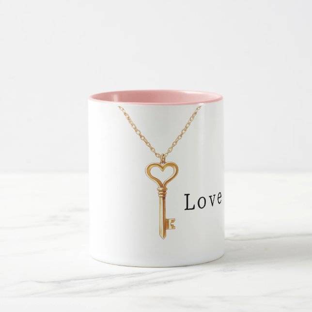 Gold Chain Heart Necklace Love Mug (Center)