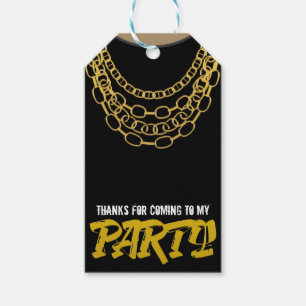 Gold Chains Black Hip Hop Dance Birthday Party Gift Tags