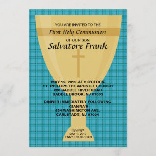 Gold Chalice First Communion Invitation