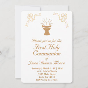 Gold Chalice First Holy Communion Invitation