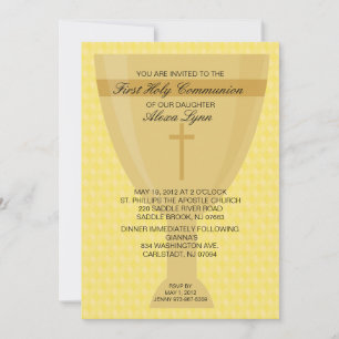 Gold Chalice Girl's First Communion Invitation