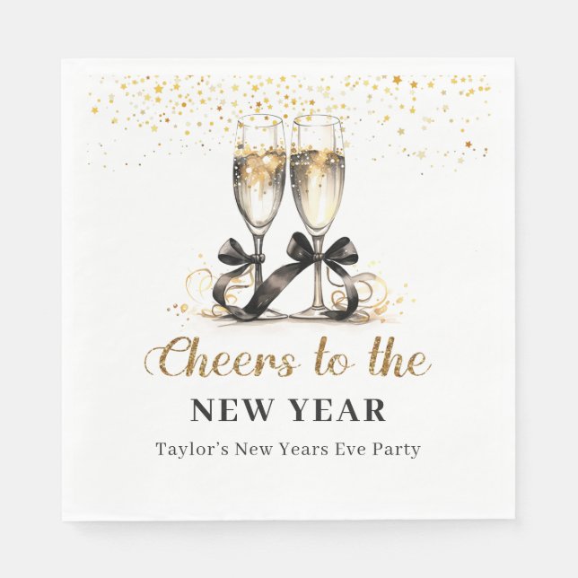 Gold Champage New Years Eve Party Paper Napkin (Front)