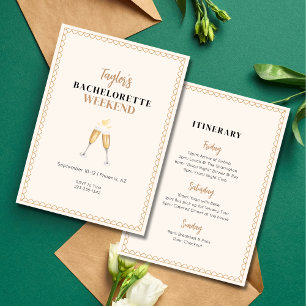 Gold Champagne Bachelorette Weekend Invitation