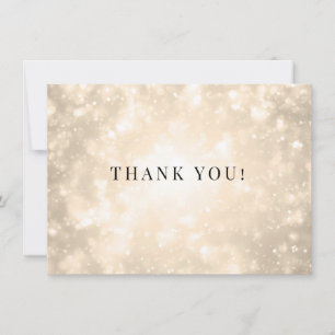 Gold Champagne Bokeh Wedding Thank You Note Card