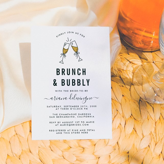 Gold Champagne | Brunch & Bubbly Bridal Shower Announcement (Creator Uploaded)