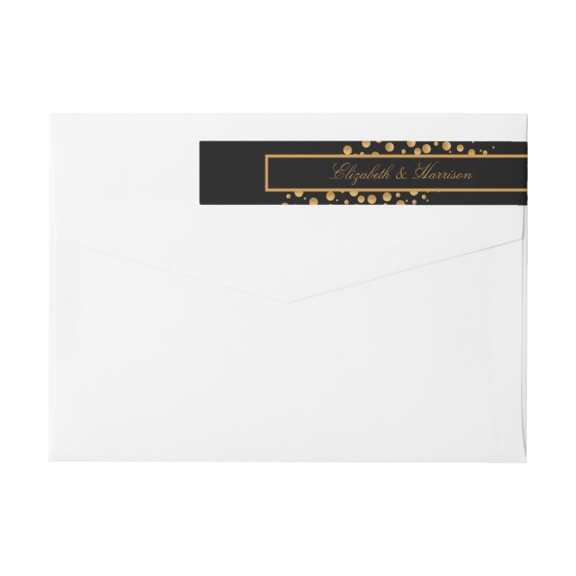 Gold Champagne Bubbles Engagement Party Wrap Around Label (Back)