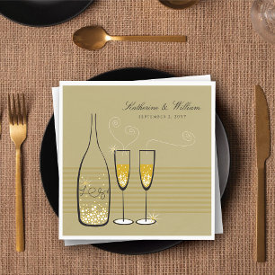 Gold Champagne Bubbles Modern Chic Stylish Wedding Napkin