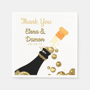 Gold Champagne Bubbles Wedding Paper Napkin