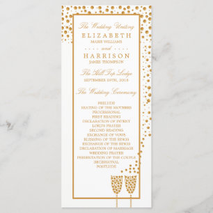 Gold Champagne Bubbles Wedding Program