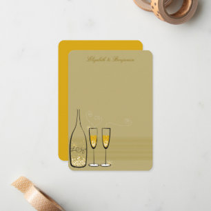 Gold Champagne Bubbly Chic Wedding Thank You Card