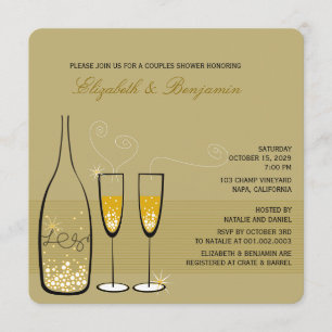 Gold Champagne Bubbly Classy Wedding Shower Invite