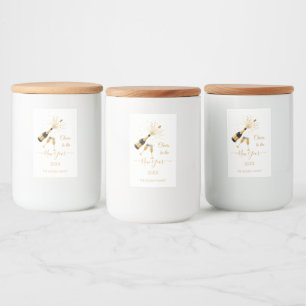 Gold Champagne Cheers New Year Food Label
