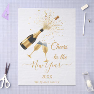 Gold Champagne Cheers New Year Tissue Paper