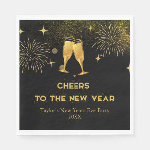 Gold Champagne Cheers New Years Eve Party Napkins