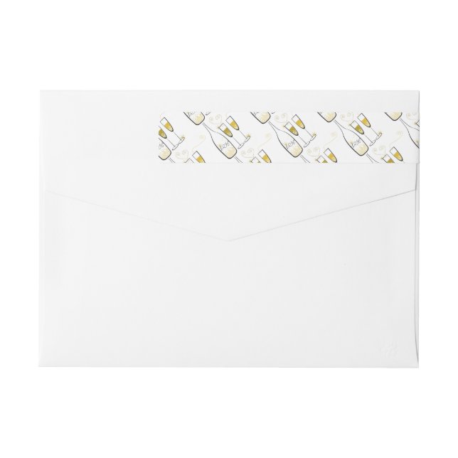 Gold Champagne Cheers Stylish New Year Address Wrap Around Label (Back)
