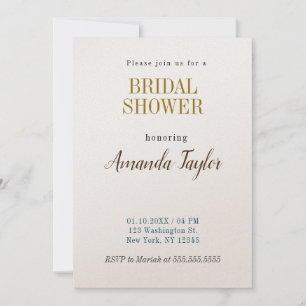 Gold & Champagne Colour Minimalist Bridal Shower Invitation