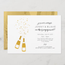 Gold Champagne Engagement Party Invitation