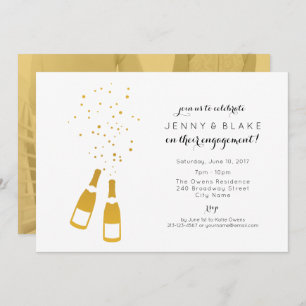 Gold Champagne Engagement Party Invitation