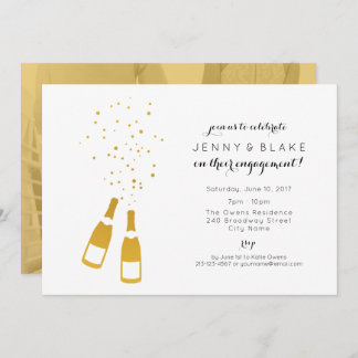 Gold Champagne Engagement Party Invitation