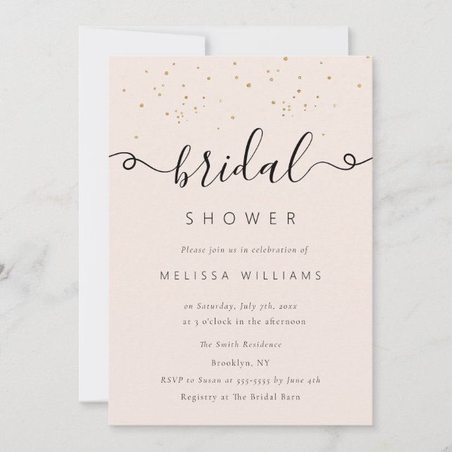 Gold Champagne Glitter Bridal Shower Invitation (Front)