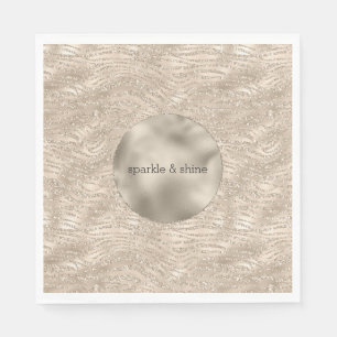 Gold Champagne Glitter Zebra Print glam Napkin