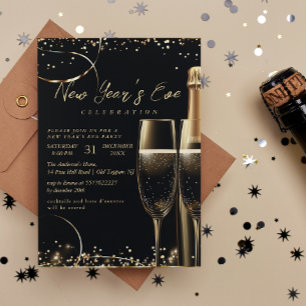 Gold Champagne New Year's Eve Party Invitation