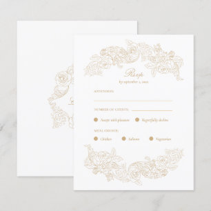 Gold Champagne Rococo Meal Choice RSVP Card